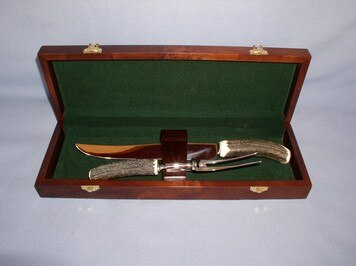 Horn Handle, Silver Plate, 2 Piece Game Carving Set (Box is Extra)