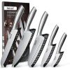 Hecef 5 PCS High Carbon Stainless Steel Kitchen Knife Set with Ergonomic Handle and Blade Covers